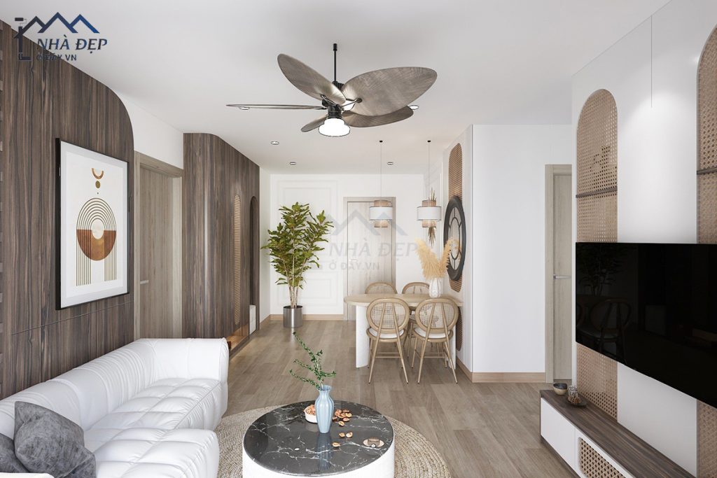 Phong cách Wabi Sabi được ứng dụng trong thiết kế nội thất phòng khách