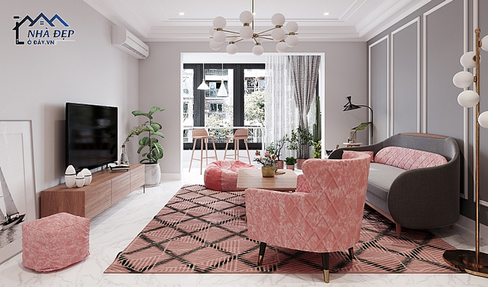 Thiết kế nội thất phòng khách chung cư phong cách Bắc Âu