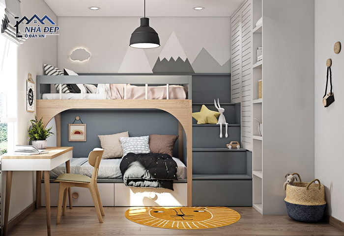 Trang trí nội thất căn hộ chung cư 2 phòng ngủ cho trẻ em