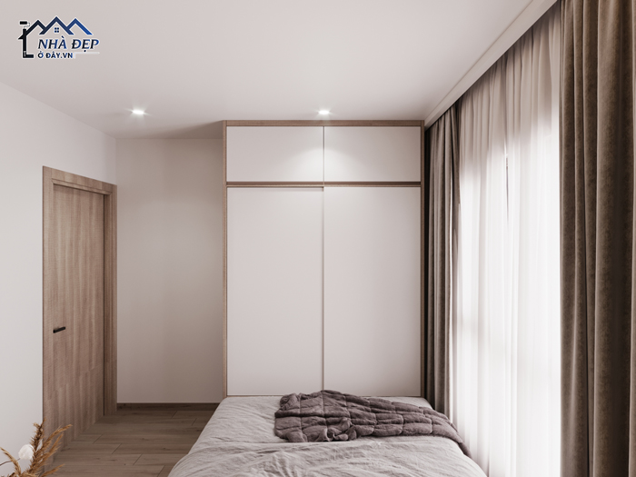 Thiết kế nội thất phòng ngủ căn hộ ecopark phụ thiết kế đơn giản kết hợp bàn trang điểm đẹp mắt