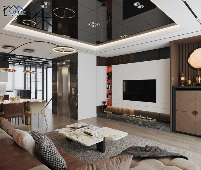 Thiết kế không gian nội thất chung cư sang trọng cho phòng khách