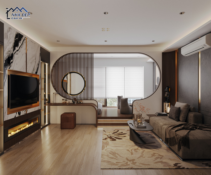 Thiết kế nội thất hiện đại cho phòng ngủ master trong căn hộ Vinhome Ocean Park 2