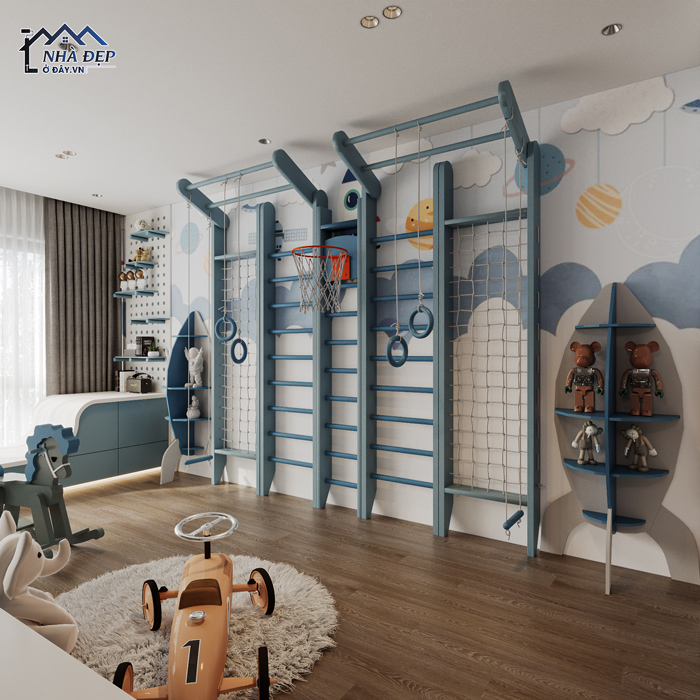 Thiết kế nội thất phòng ngủ dành cho bé trai tong căn hộ chung cư Vinhomes