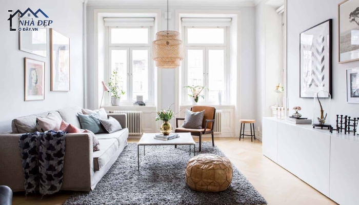 Mẫu thiết kế nội thất chung cư 116m2 phong cách Bắc Âu (Scandinavian)