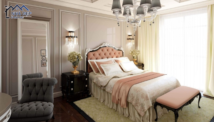 Thiết kế phòng ngủ 15m2 phong cách Tân Cổ Điển đẹp sang trọng và thanh lịch