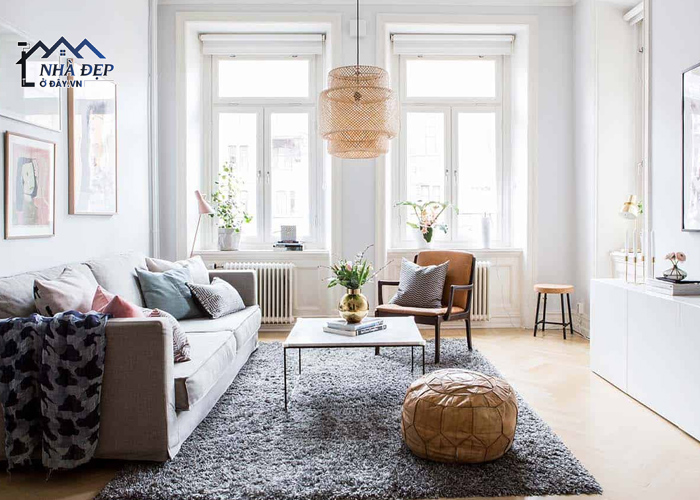 Bố trí nội thất chung cư 150m2 phong cách Scandinavian tận dụng ánh sáng tự nhiên