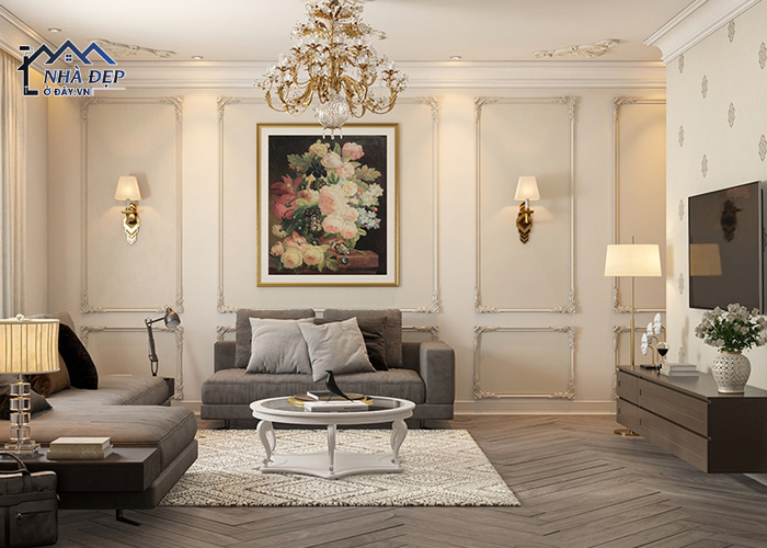 Thiết kế nội thất căn căn hộ 150m2 tân cổ điển lối bài trí đậm chất hoàng gia