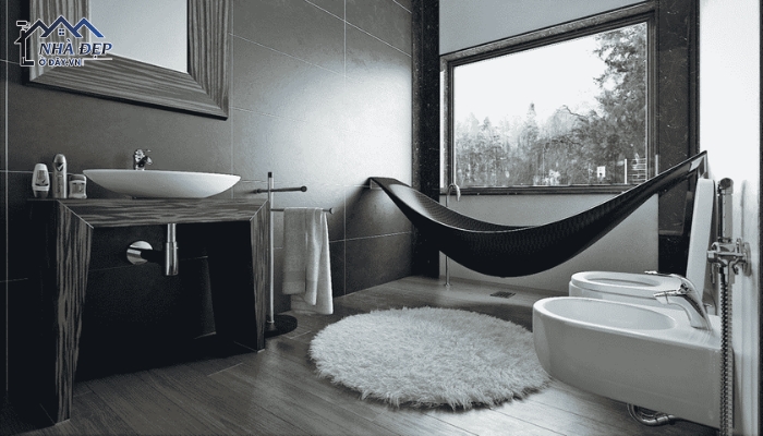 Tham khảo mẫu nội thất nhà tắm tinh tế với tone đen xám