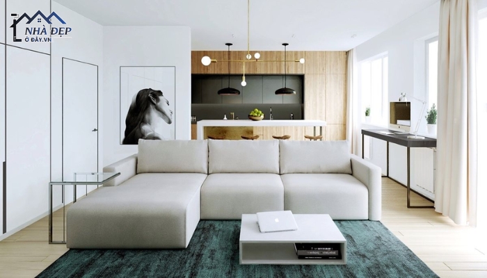Thiết kế căn hộ 40m2 hiện đại nổi bật với các vật dụng nội thất hình khối đơn giản