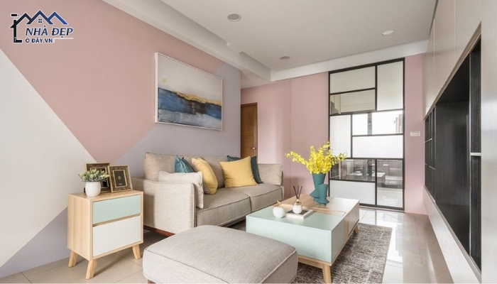 Thiết kế căn hộ hiện đại 40m2 với tone màu hồng, xanh pastel nhẹ nhàng, trẻ trung