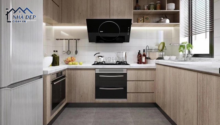 Ý tưởng thiết kế nội thất căn hộ 66m2 phòng bếp