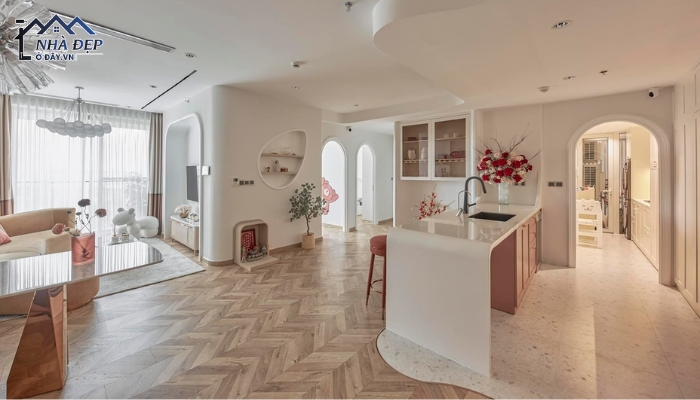 Thiết kế nội thất căn hộ 116m2 phong cách Bắc Âu lót sàn gỗ ấm cúng