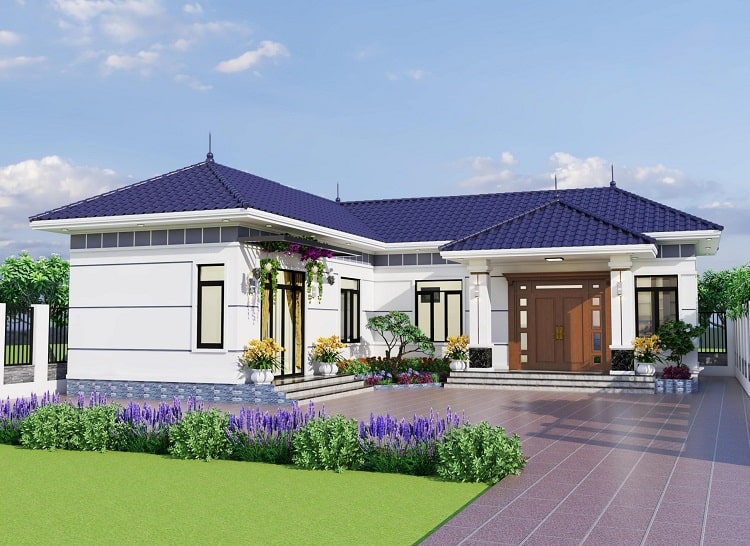 Mẫu nhà cấp 4 sân vườn đẹp hình chữ L