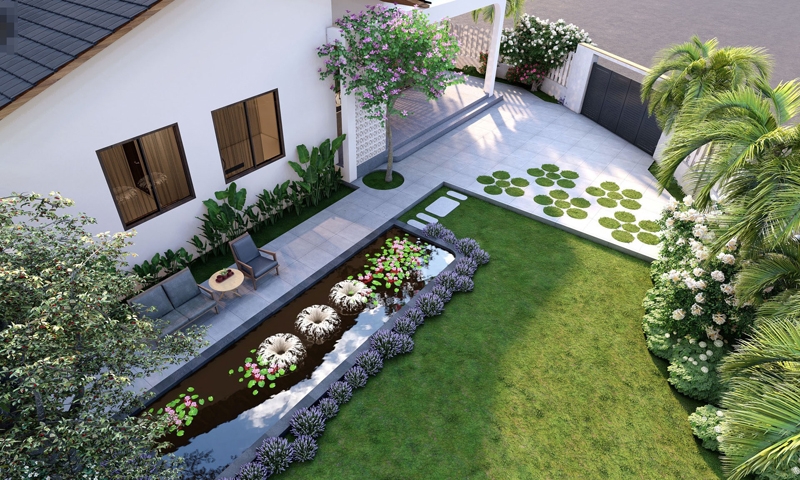 Nhà cấp 4 kết hợp sân vườn tạo không gian hài hoà