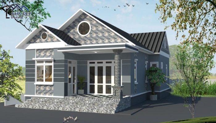 Mẫu nhà cấp 4 đẹp giá rẻ 300 triệu với cây xanh