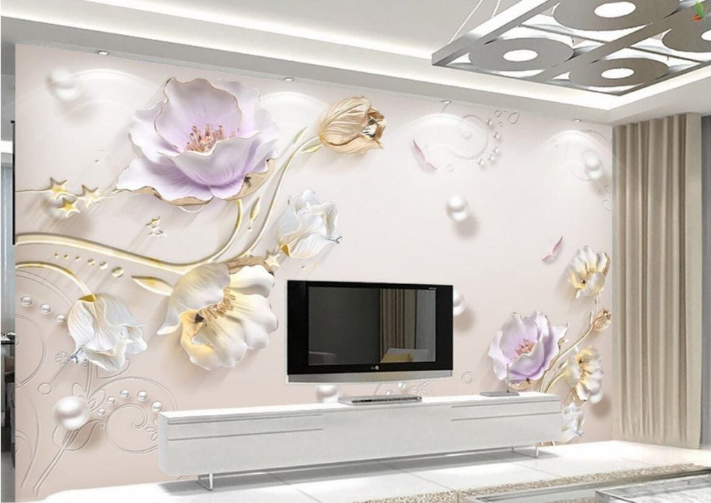 Bố trí bức tường phía sau tivi để tạo điểm nhấn