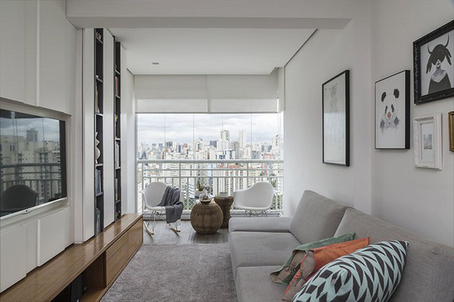 Không gian phòng khách của căn hộ chung cư 57m2